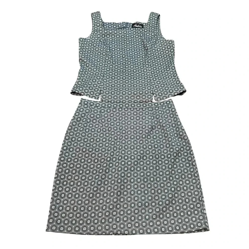 Audris Vintage 90s Jewel Print Two Piece Set Size 16 Top and‎ Skirt